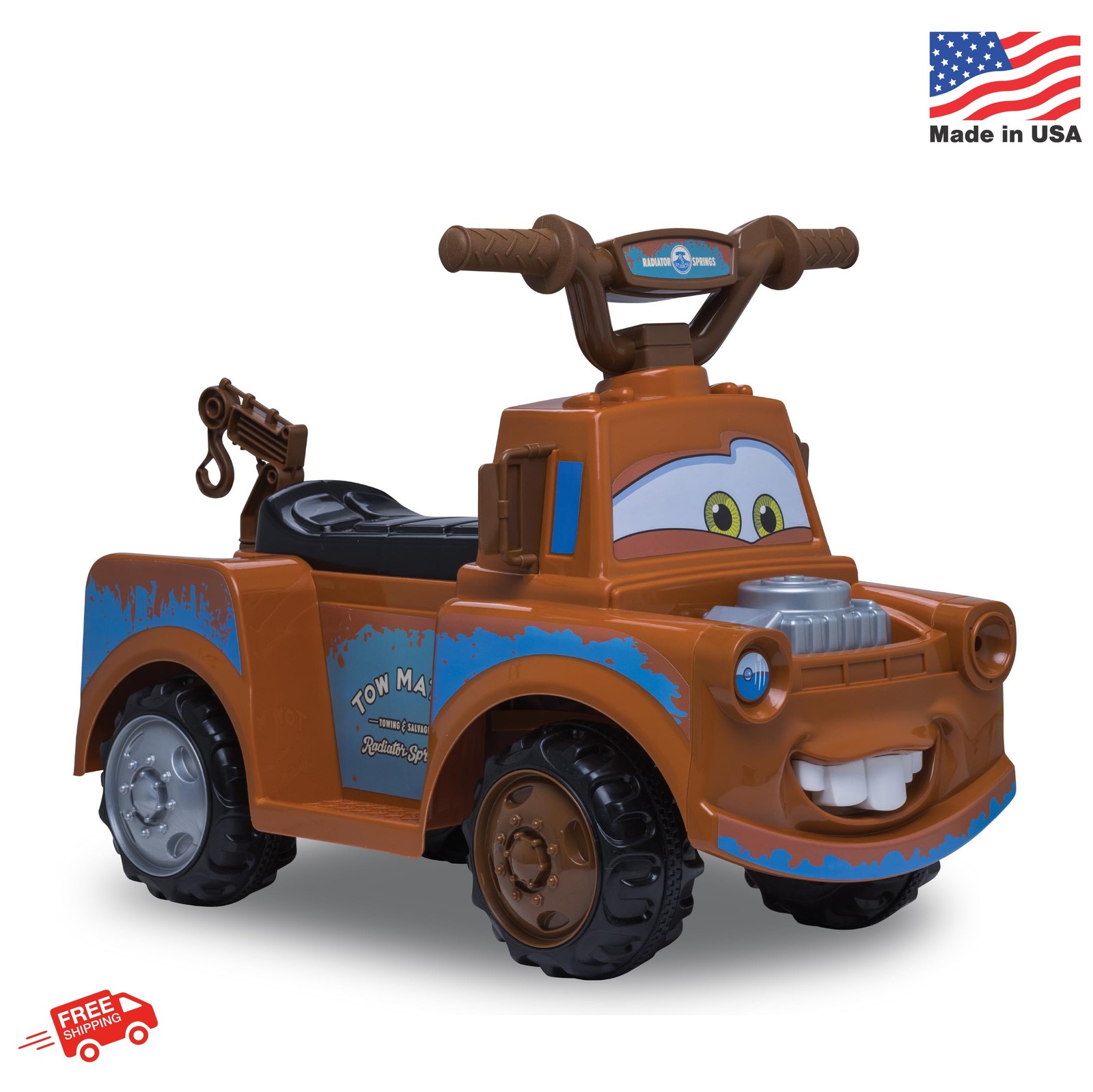 Kid Trax Toddler Disney Cars 3 Tow-Mater Electric Quad Ride-On, Kids 1.5-3 Years