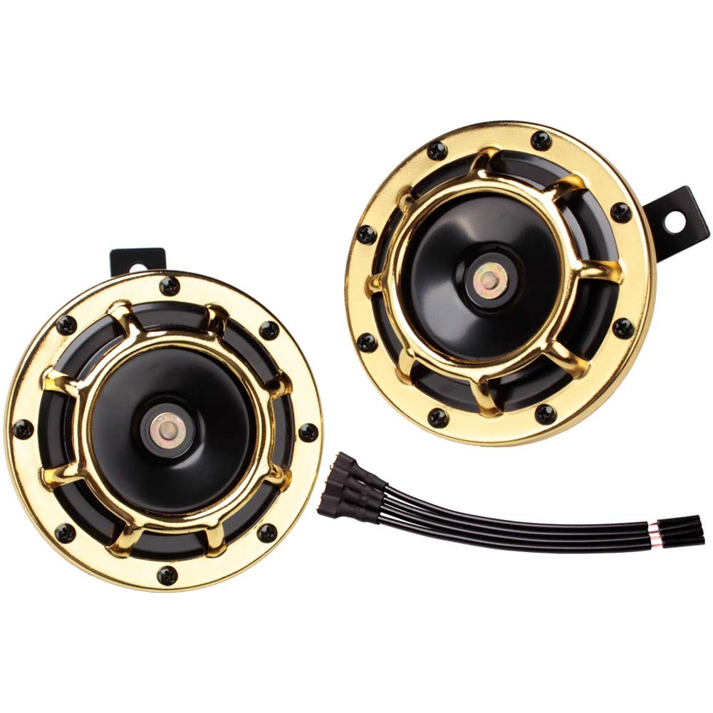 Horn Electric Car Horns 12V Loud High Low Tone Twin Kit Motorcycle Boat Gold