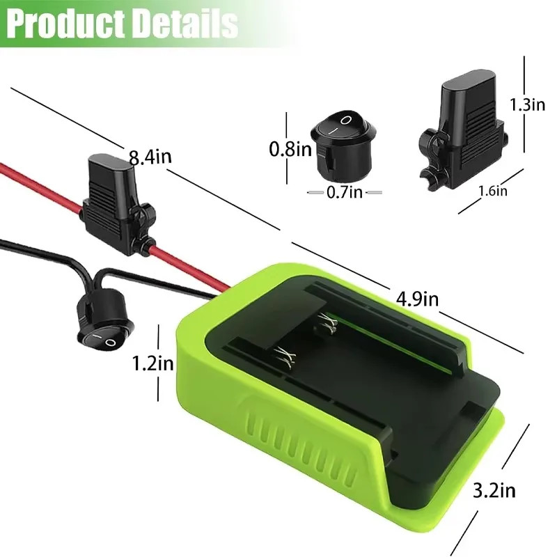 Battery Power Wheel Adapter for Ryobi 40V Li-ion with Fuse and Switch for DIY Re