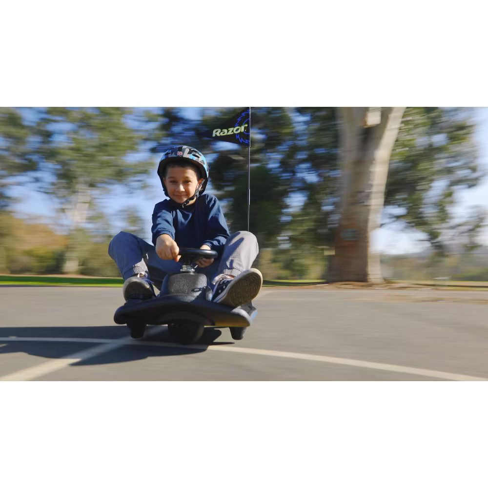 Razor 12V Crazy Cart Shift Electric Drifting Go Kart – Blue/Black