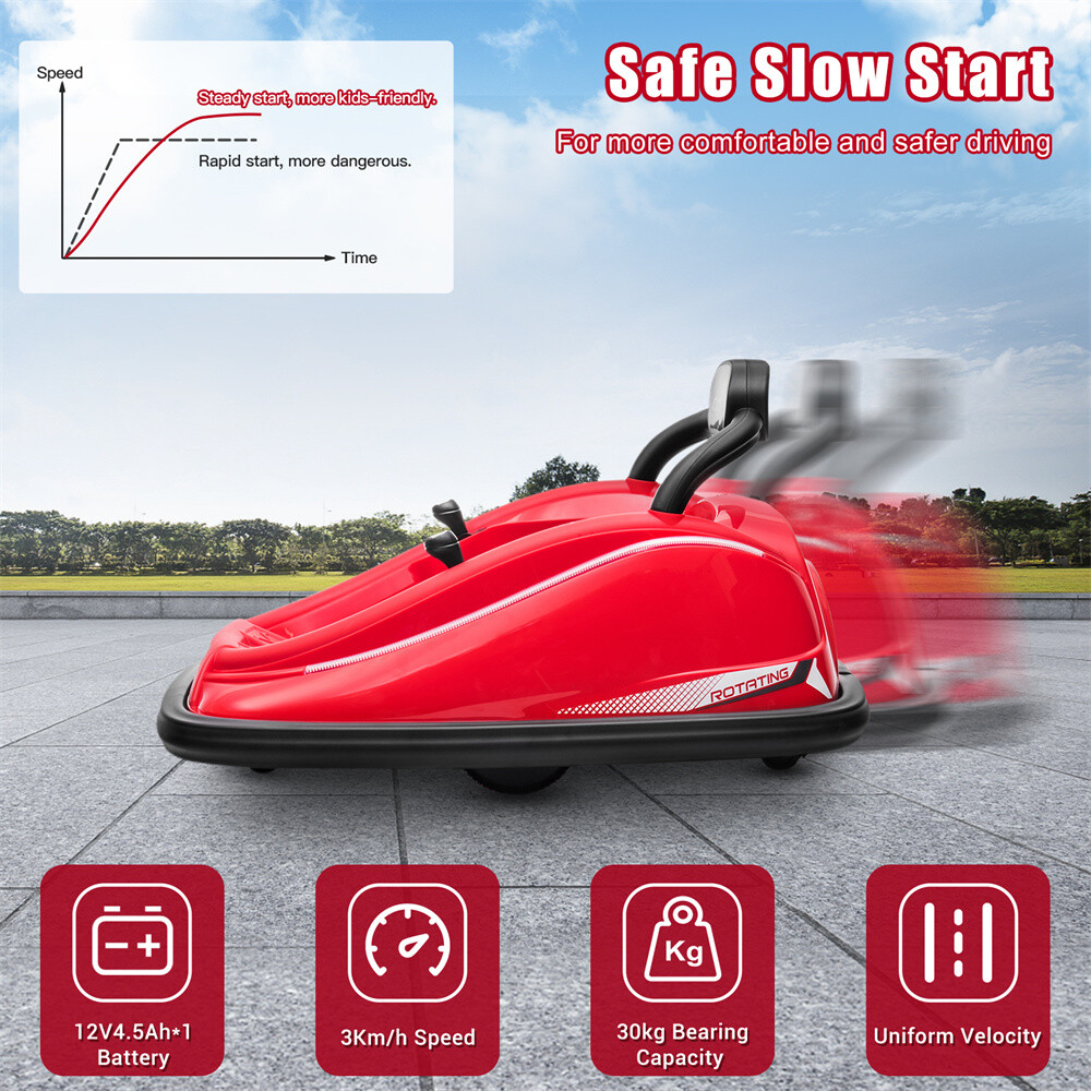 12V Electric Car Kids Ride on Bumper 360° Spin Vehicle Parents Remote Control US