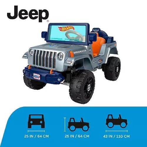 ​Power Wheels Hot Wheels Jeep Wrangler Toddler Ride-On Toy with Driving Sounds,