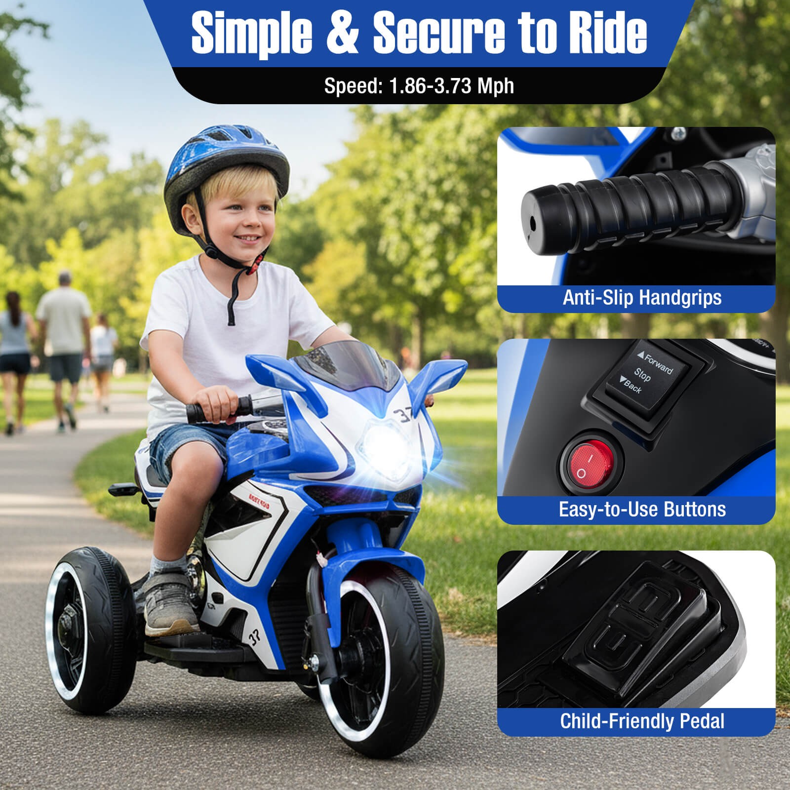 Kids Ride on Motorcycle 6V Battery Powered Mini Electric Motorbike w/ LED Lights