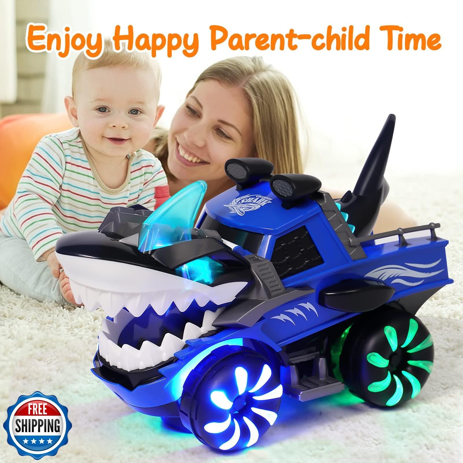 KidsMind Shark Monster Truck Toy for Baby Boy,Shark Car Lights Up