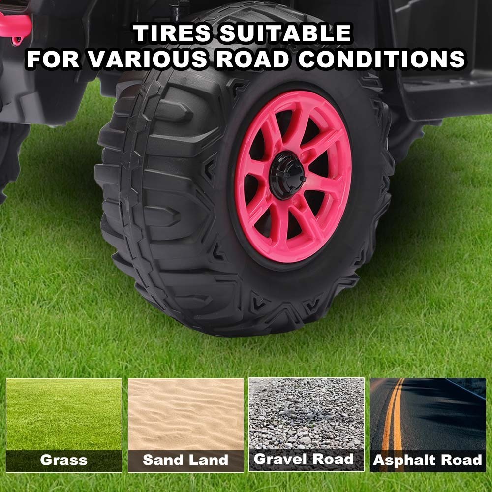 24V Pink ATV Ride-On Car Battery Powered w/ LED Lights, Bluetooth for Ages 3-6 Y