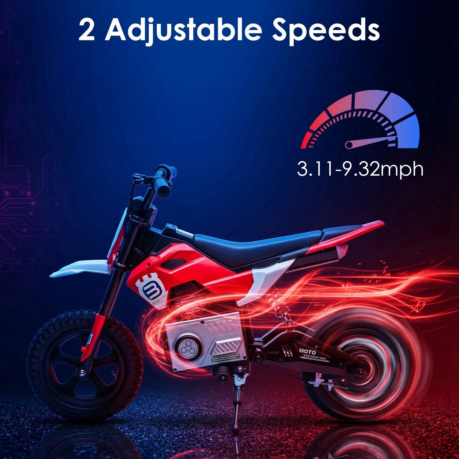 24V 200W High Speed Electric Dirt Bike, Kids Ride On Motorcycle 9.3MPH Motocross