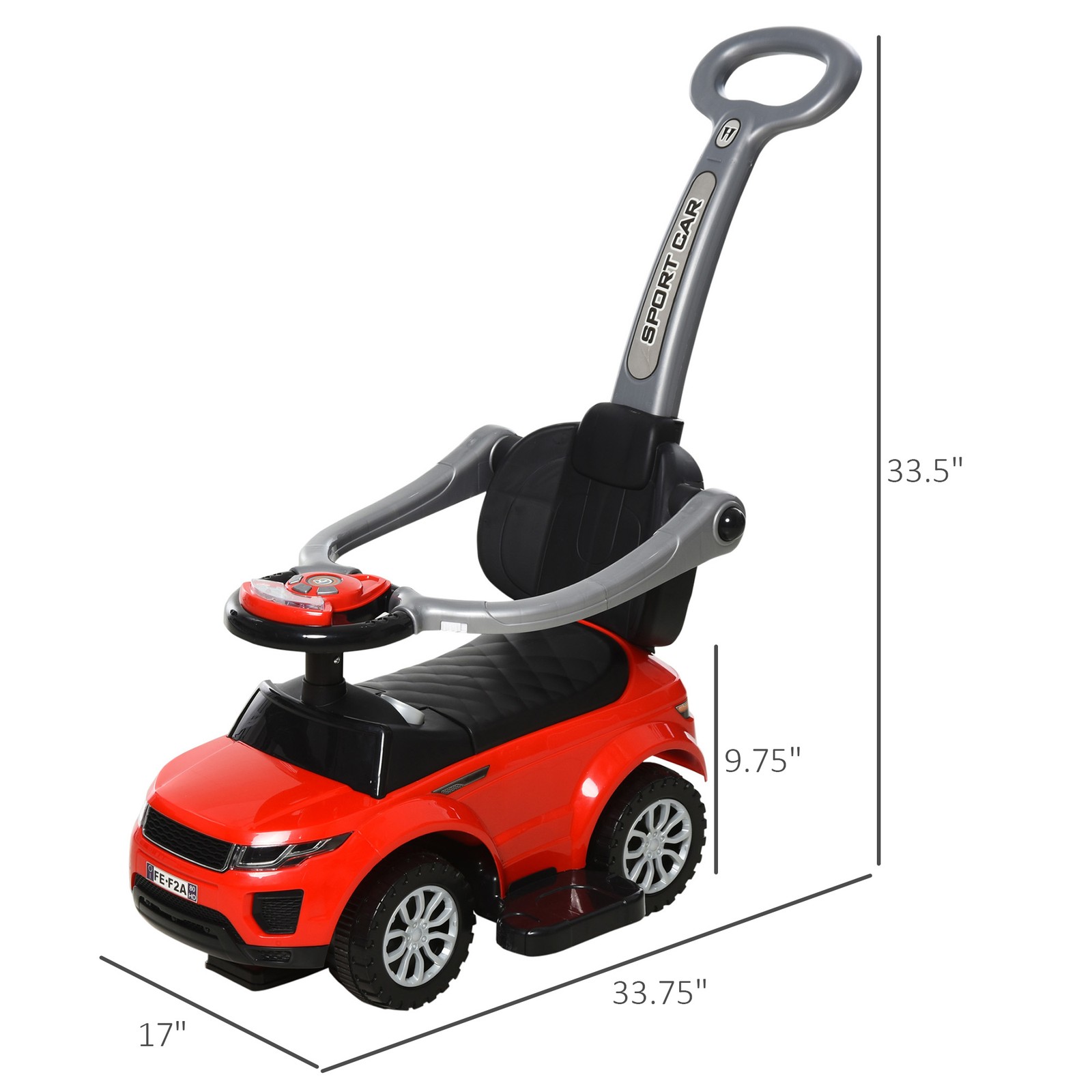 2-in-1 Toddler Push Car with Horn, Music & Lights, Ride On Toy for Ages 1-3