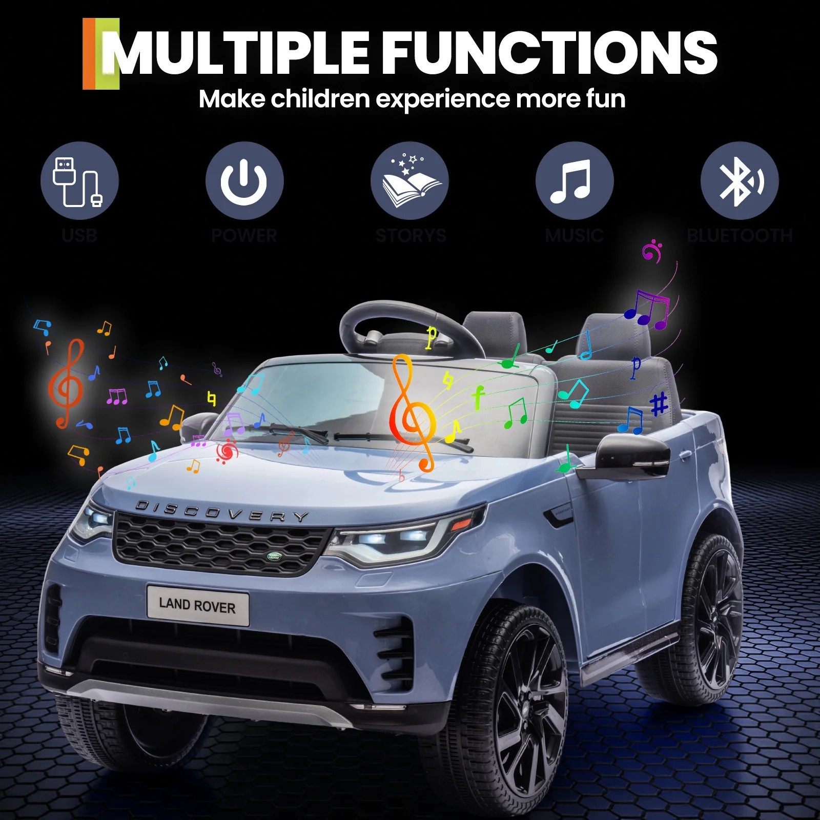 12V Ride On Car Land Rover Style Dual Motor 3Speed Remote Control Light Blue Kid