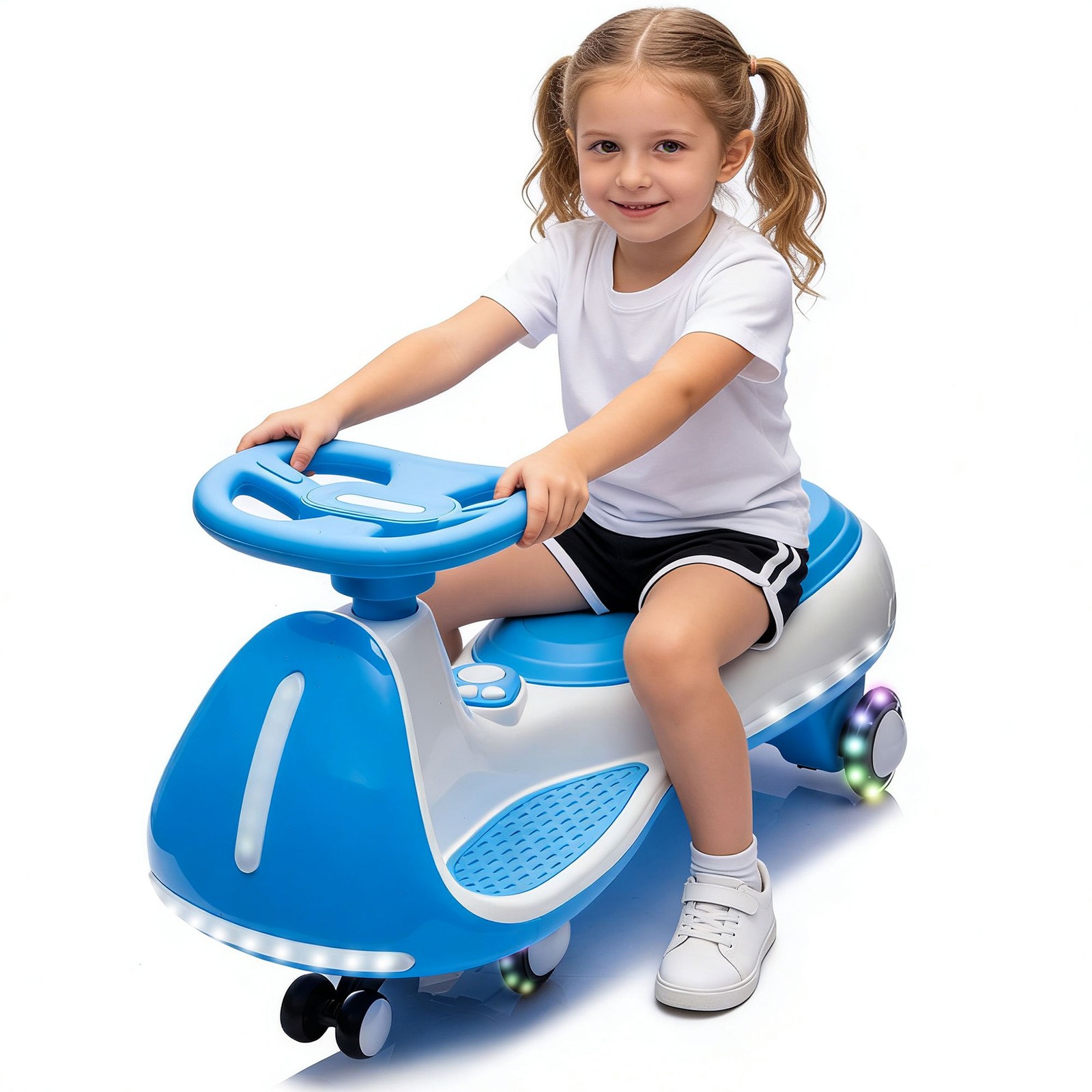 2in1 12V Kids ride on Electric Wiggle Car 5MPH Max Speed Bluetooth Music – Blue
