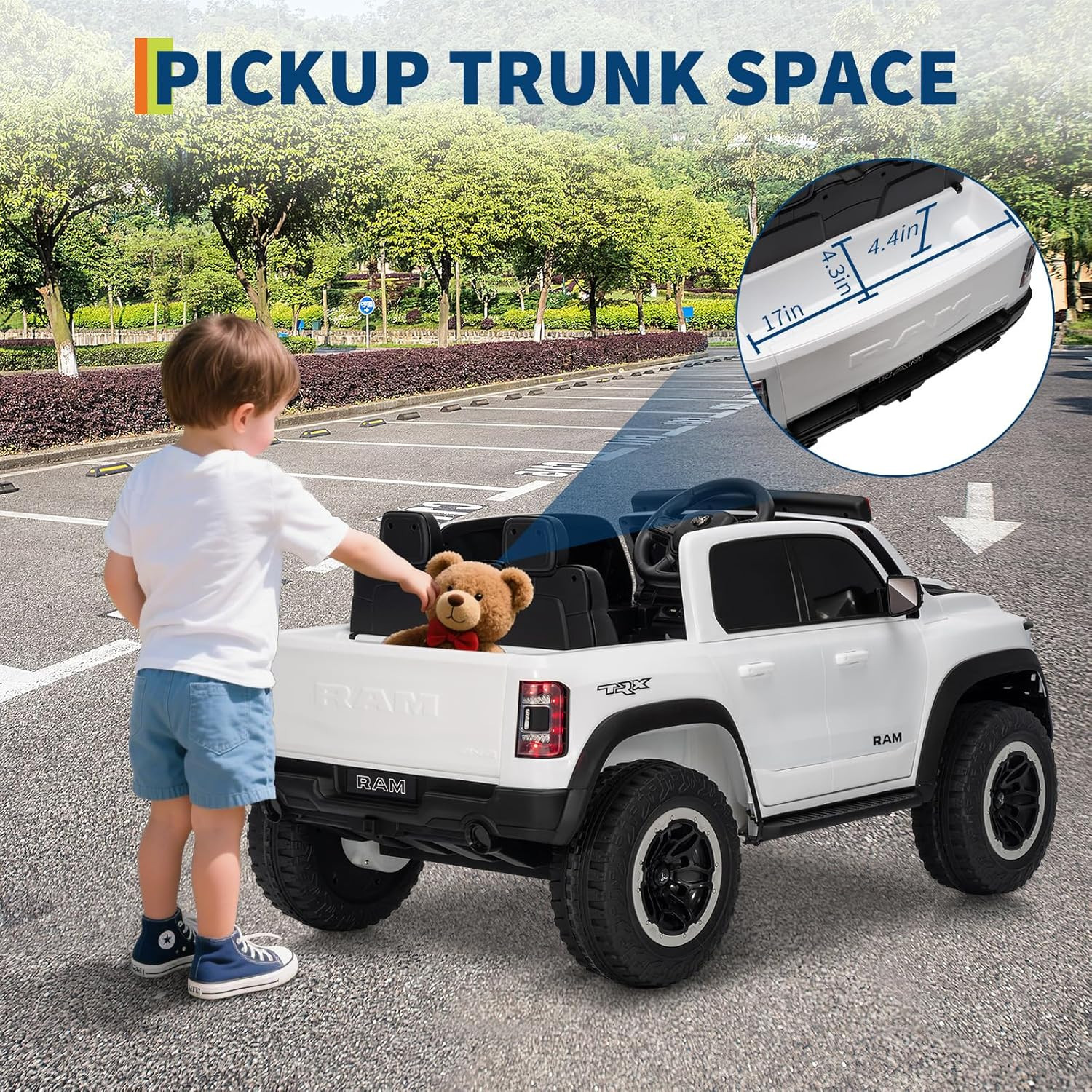 Ride on Car, Licensed RAM 12V Kids Ride on Police Car with Remote Control, Elect