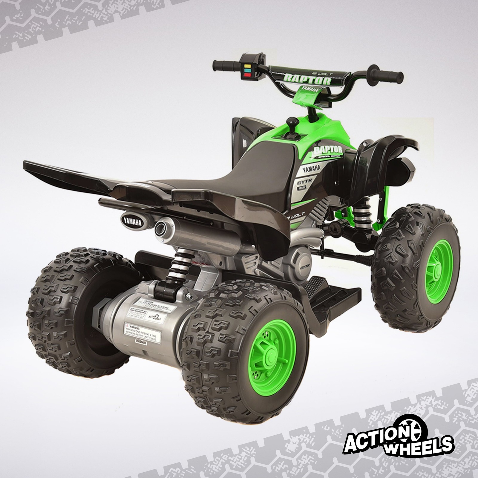 Kids Ride On Toy ATV Yamaha Raptor Quad Bike 12V Battery Powered Black Green