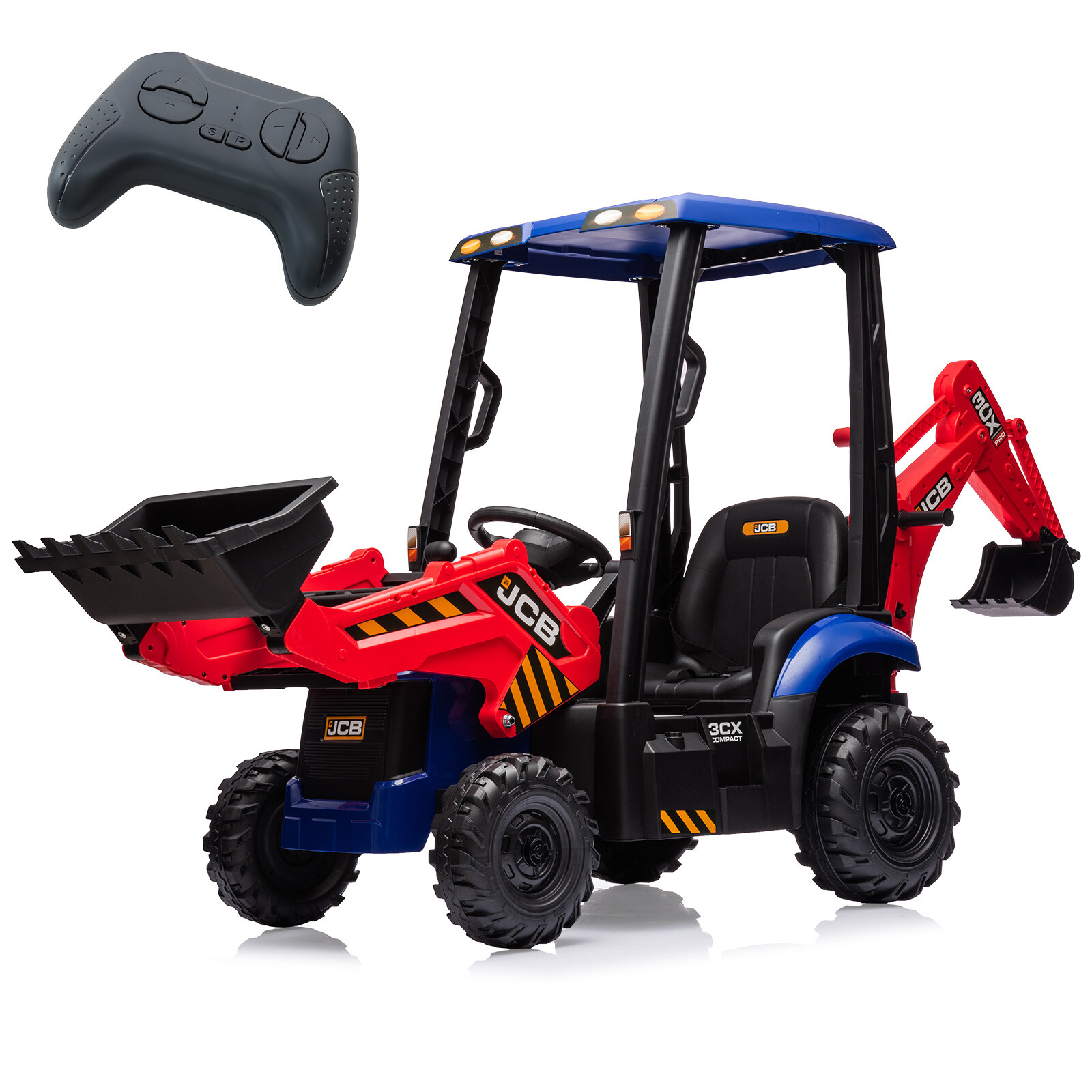 4 In 1 Ride On Excavator & Bulldozer, Kids Electric Vehicle With Remote Control