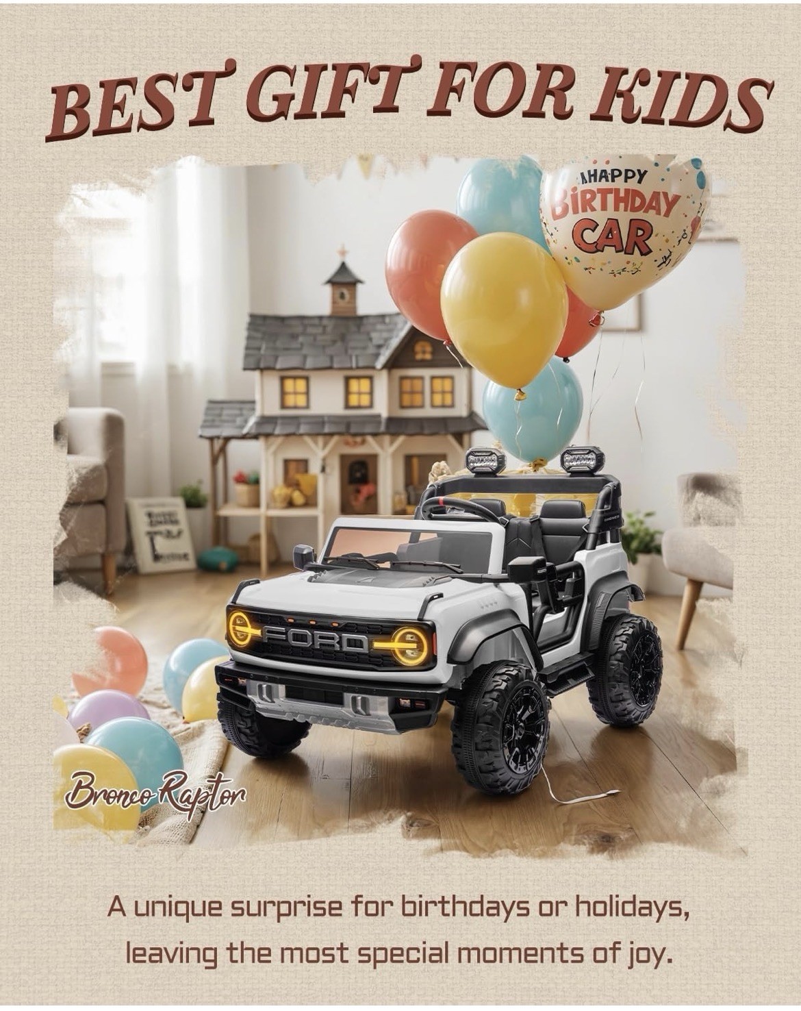 First Ride On Licensed Ford Bronco Raptor 24v 2 Seater Kids Ride On Toys Car Ba