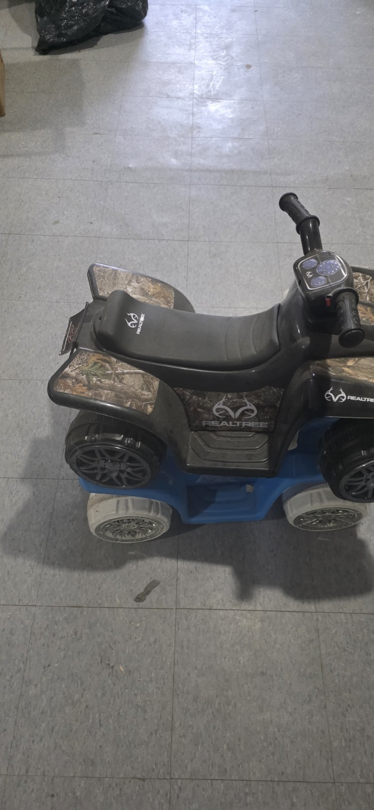 Realtree Battery Operated Ride-On Toy ATV Black and Blue for Ages 1-4 Years