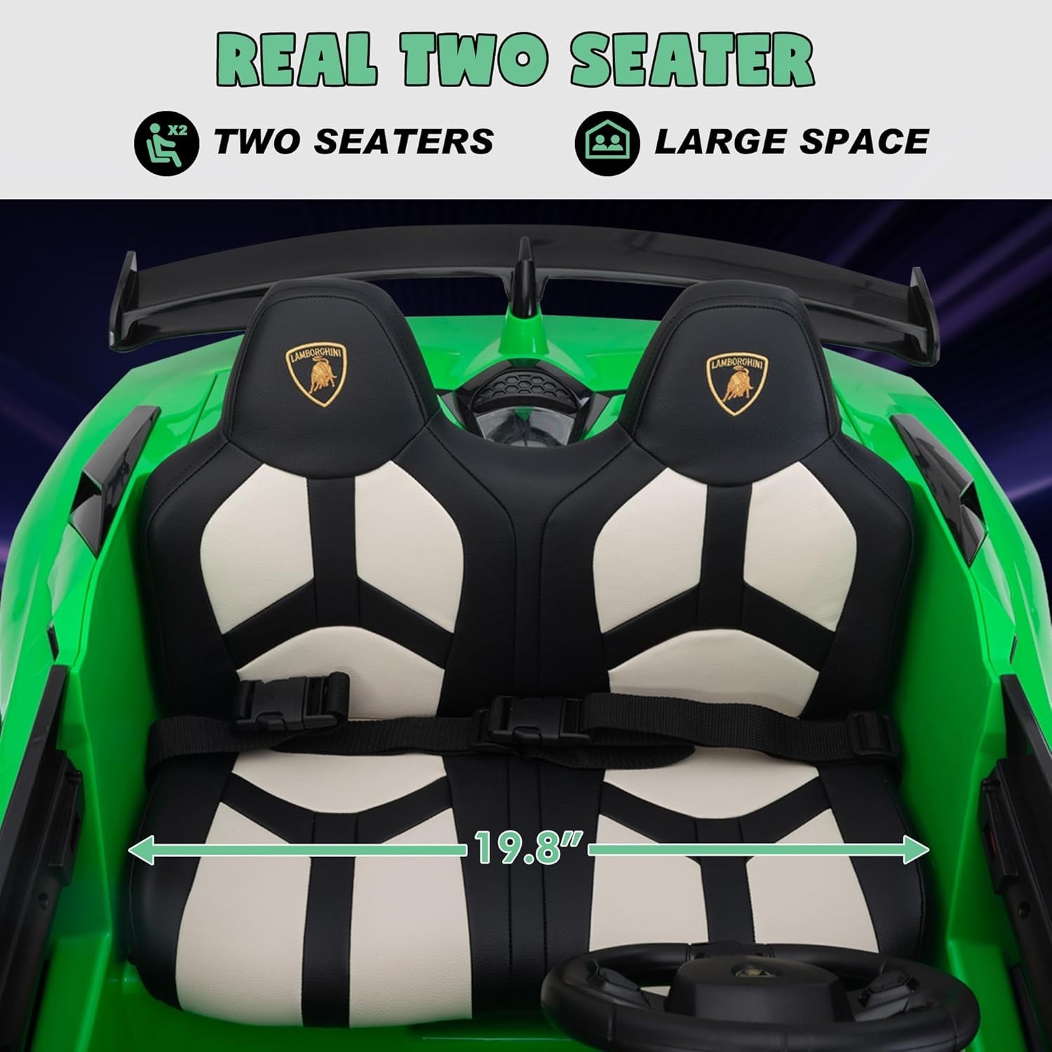 24V Kids Ride On Drift Car 2-Seater High Speed 13km/h Lamborghini w/Remote