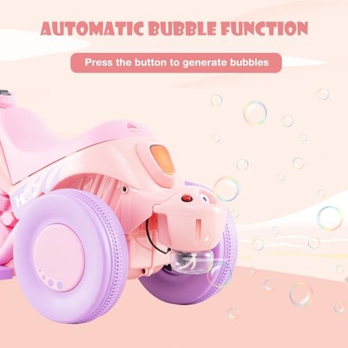 Kids Motorcycle, 6V Electric Ride On Car with Automatic Bubble Violet