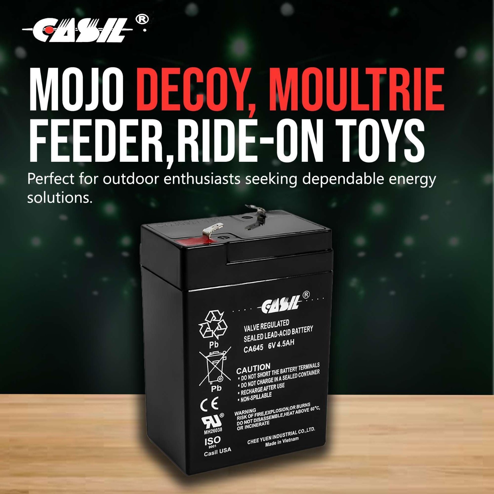 6V Rechargeable Battery 4.5Ah for Power Wheels, Emergency Lights, Ride-On Toys