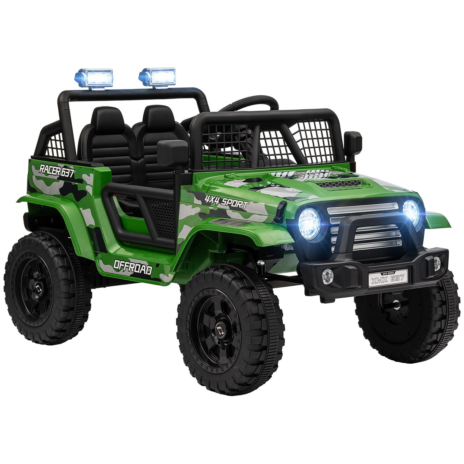 12V Electric Car with Realistic Features 3 Speeds Run Time 50Min Green