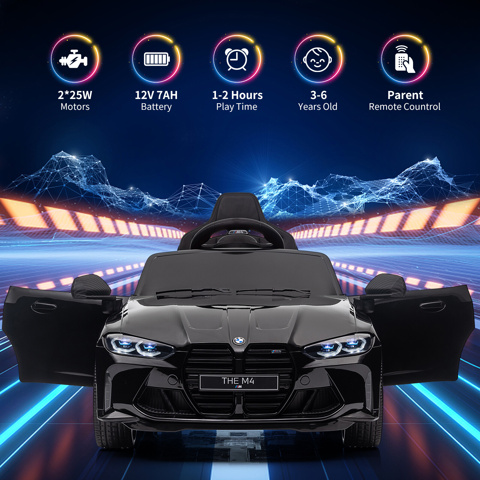 12V Kids Ride On Toy Car Licensed BMWM4 Electric Vehicle Remote Control Car Toy