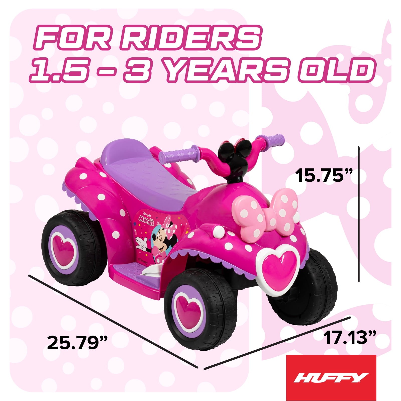 6V Disney Minnie Mouse Ride-On Quad for Toddlers Ages 1.5-3 Pink