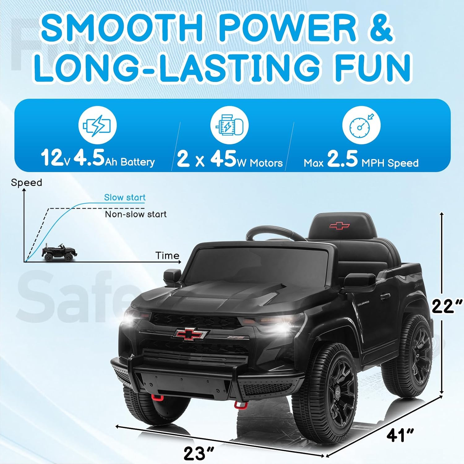 Licensed Chevrolet Colorado Electric Car for Kids, 12V Ride on Toys for Toddlers