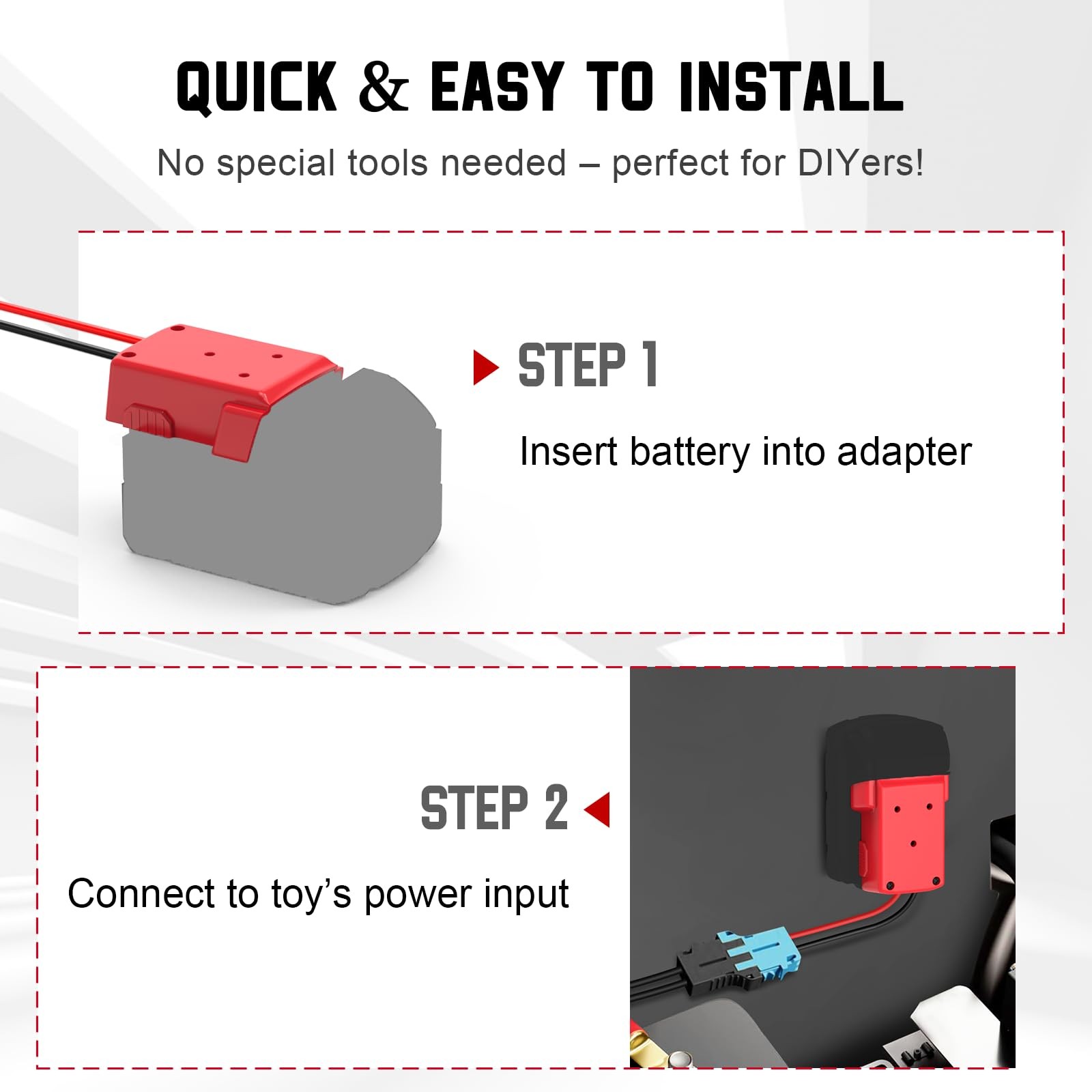 Adaptador de batería de 18 V con mazo de cables para adaptador Power Wheels