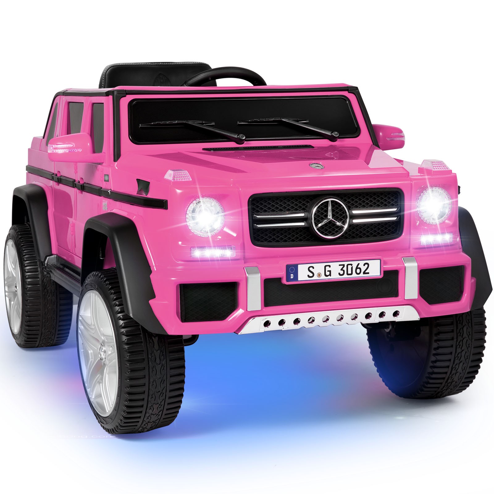 JOYLDIAS Electric 12V Kids Ride On Mercedes-Benz Car w/3 Speeds,LED,Remote,Pink