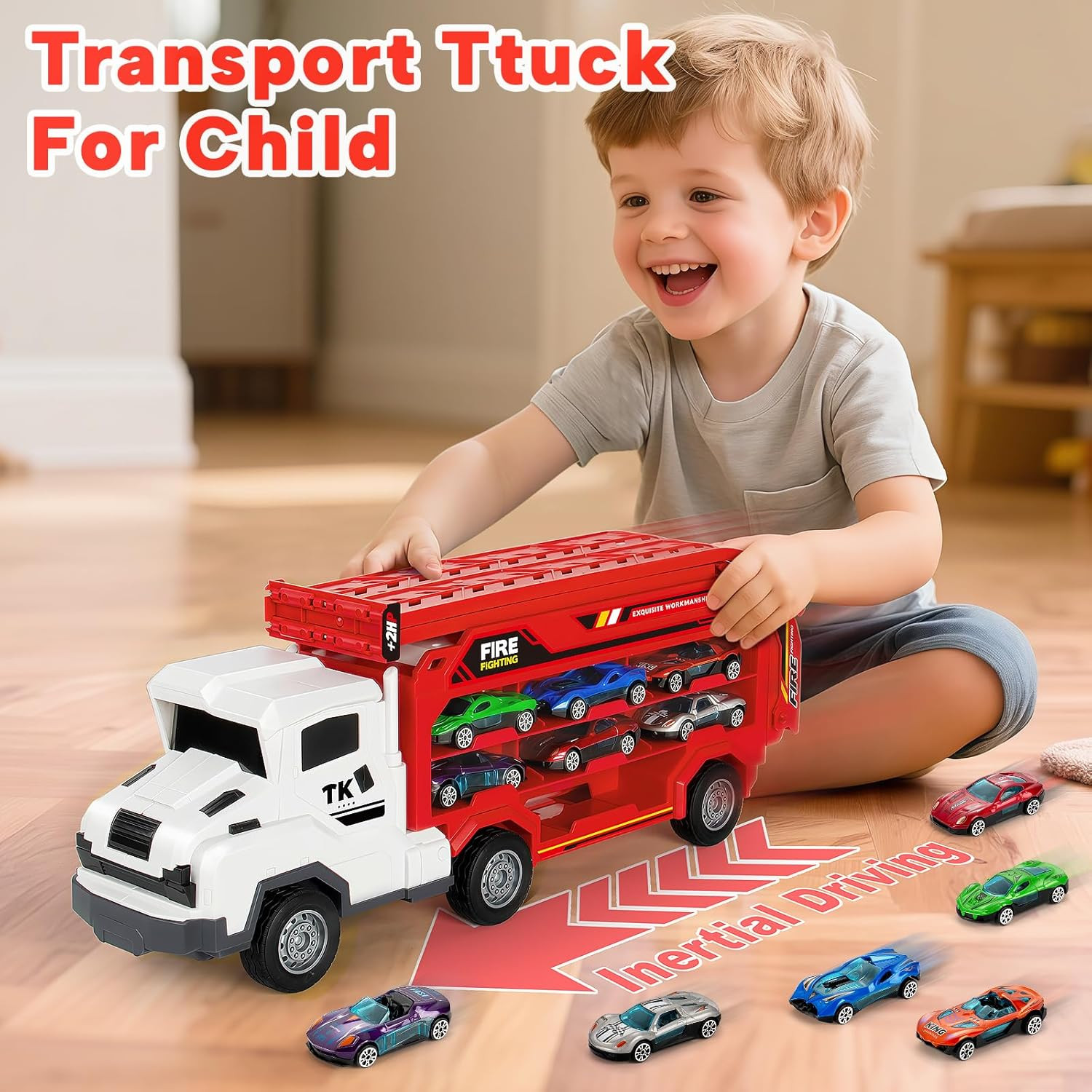 Truck Car Toys for 3, 4, 5, 6 Years Old Boys Girls, 25 in Race Track Truck Toys,