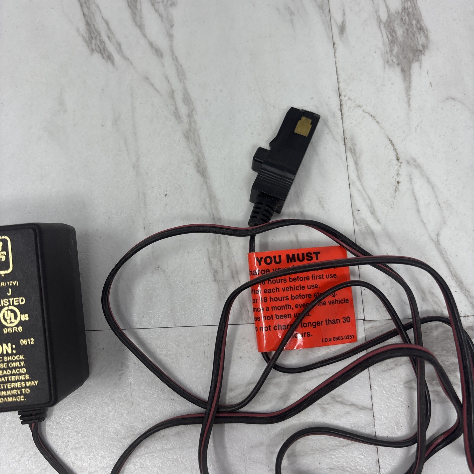 Genuine OEM Power Wheels 12 Volt Battery Charger Part No. 00801-0972.