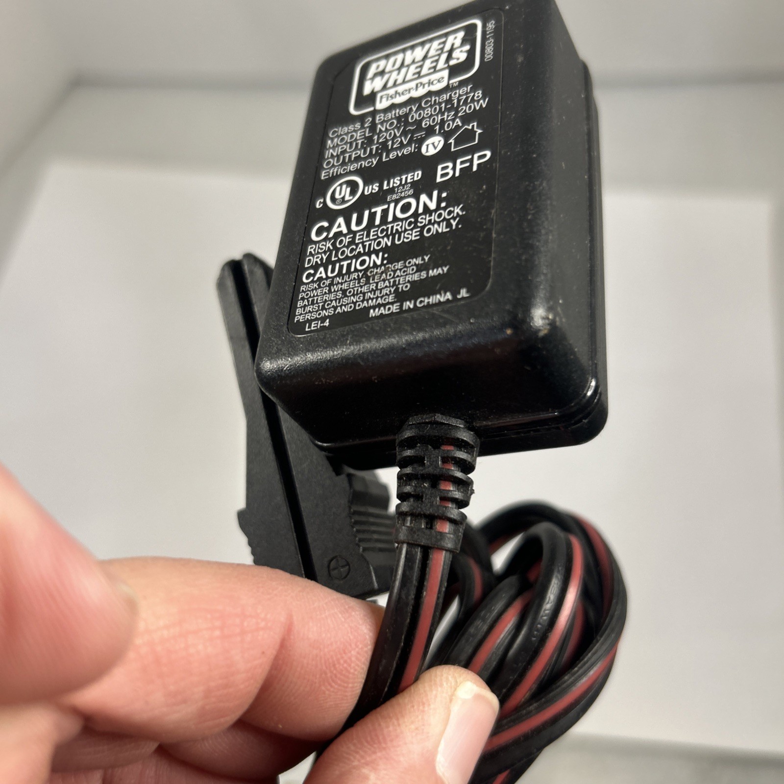 Power Wheels 00801-1778 Fisher Price 12V 1 amp Charger For grey Battery cube
