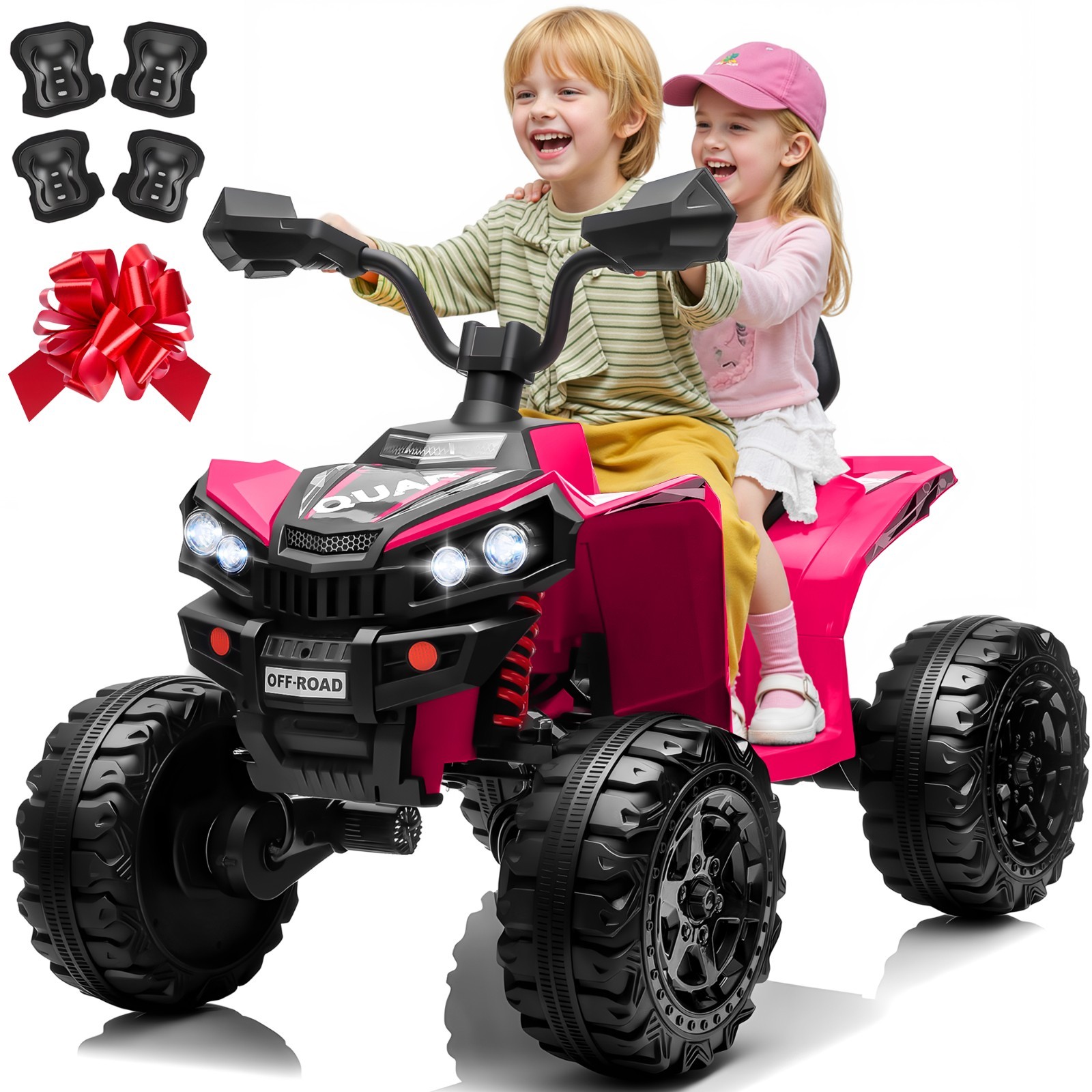 Joyracer 24V 4×4 2-Seater 4-Wheeler, 4 Motors, Shock Absorbers, Deep Tread Tires