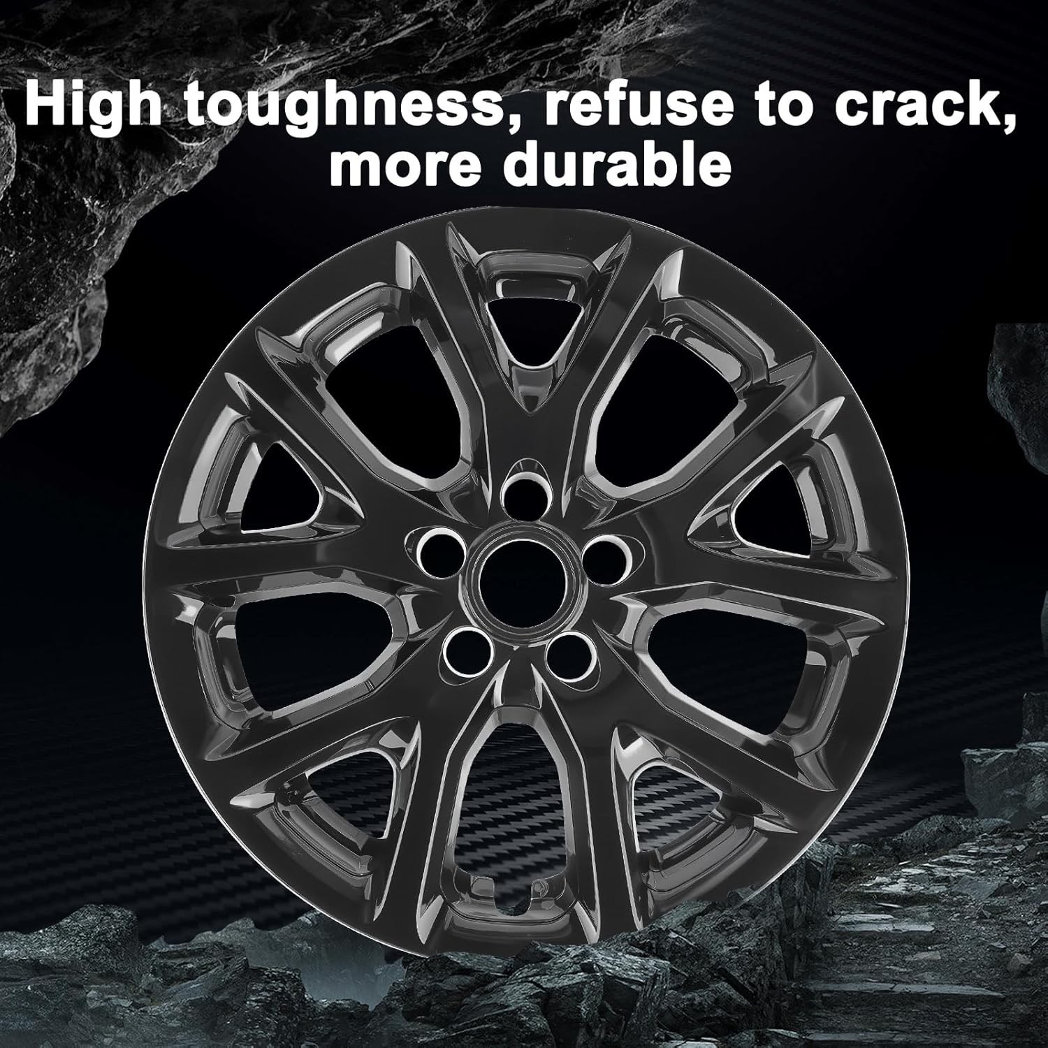 Wheel Skins comeptible with Jeep Cherokee 2014-2018 ; Set of 4 Pack;Glossy Bl…