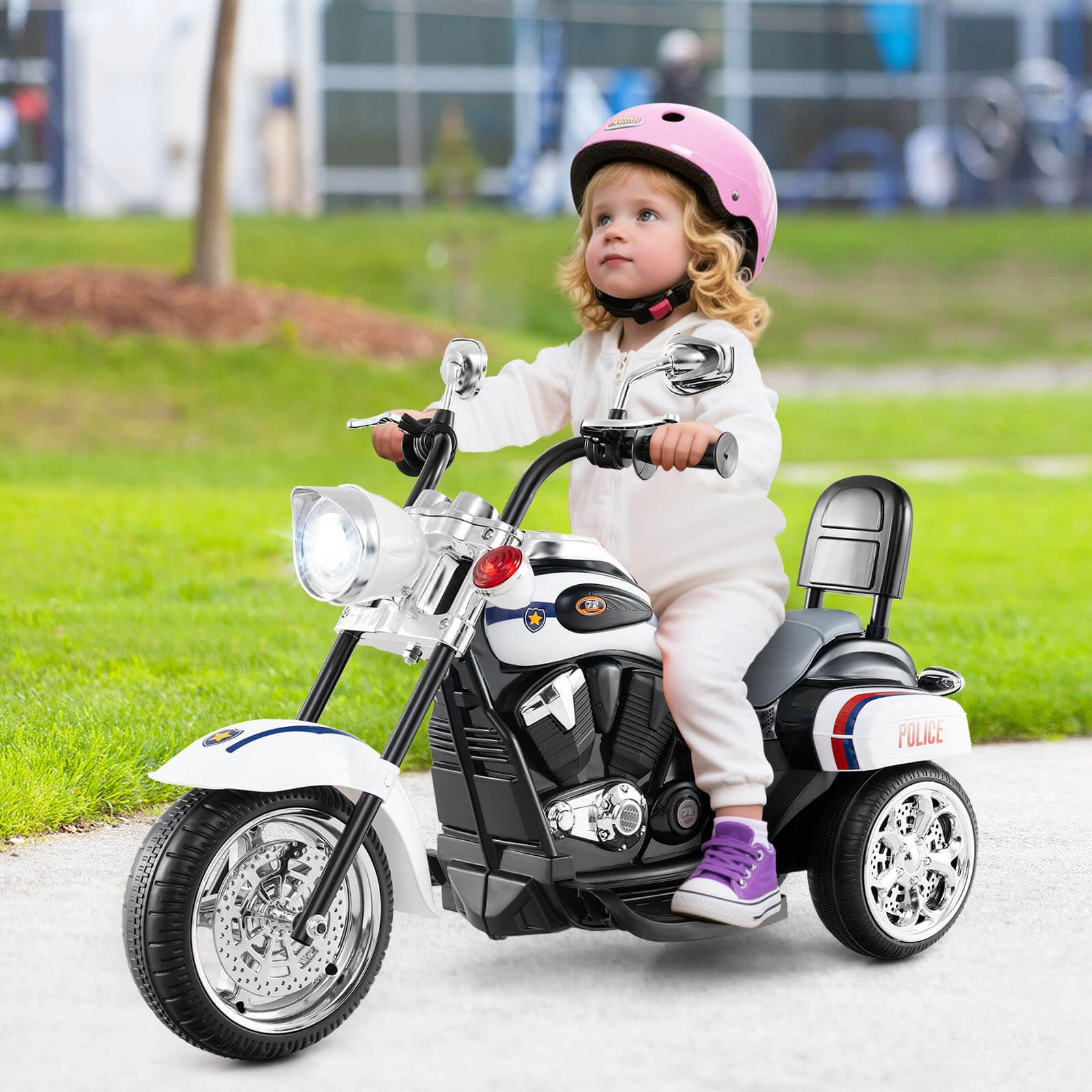 6V Kids Ride On Chopper Motorcycle 3 Wheel Trike with Headlight and Horn