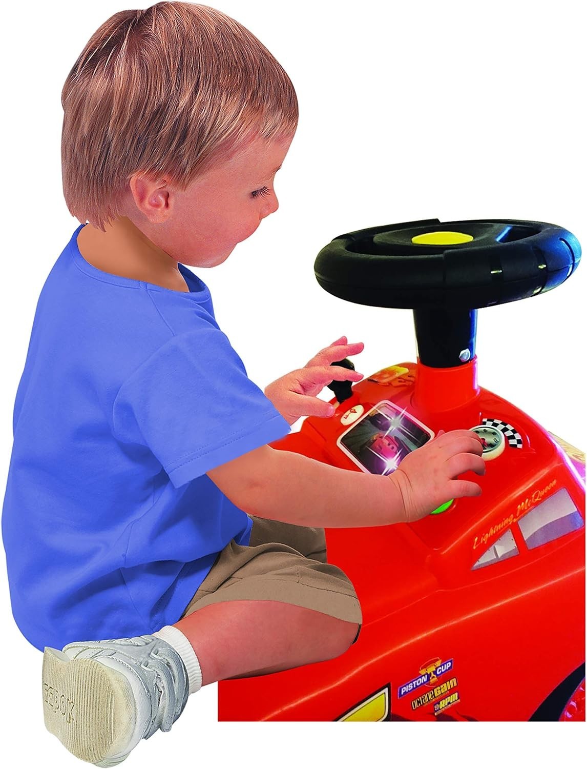 Lightning McQueen Racer Ride-On Car Toddlers Engine Sounds Music Lights Steering