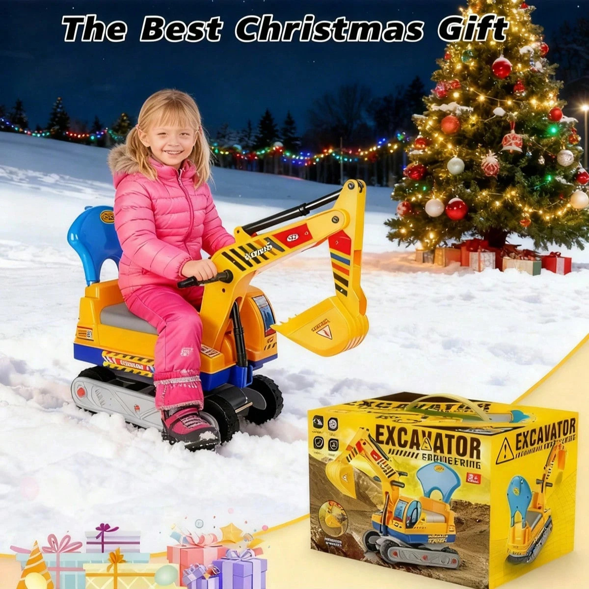 Excavator Ride On Toy Indoor Outdoor All-Terrain Boys Girls 3-8+