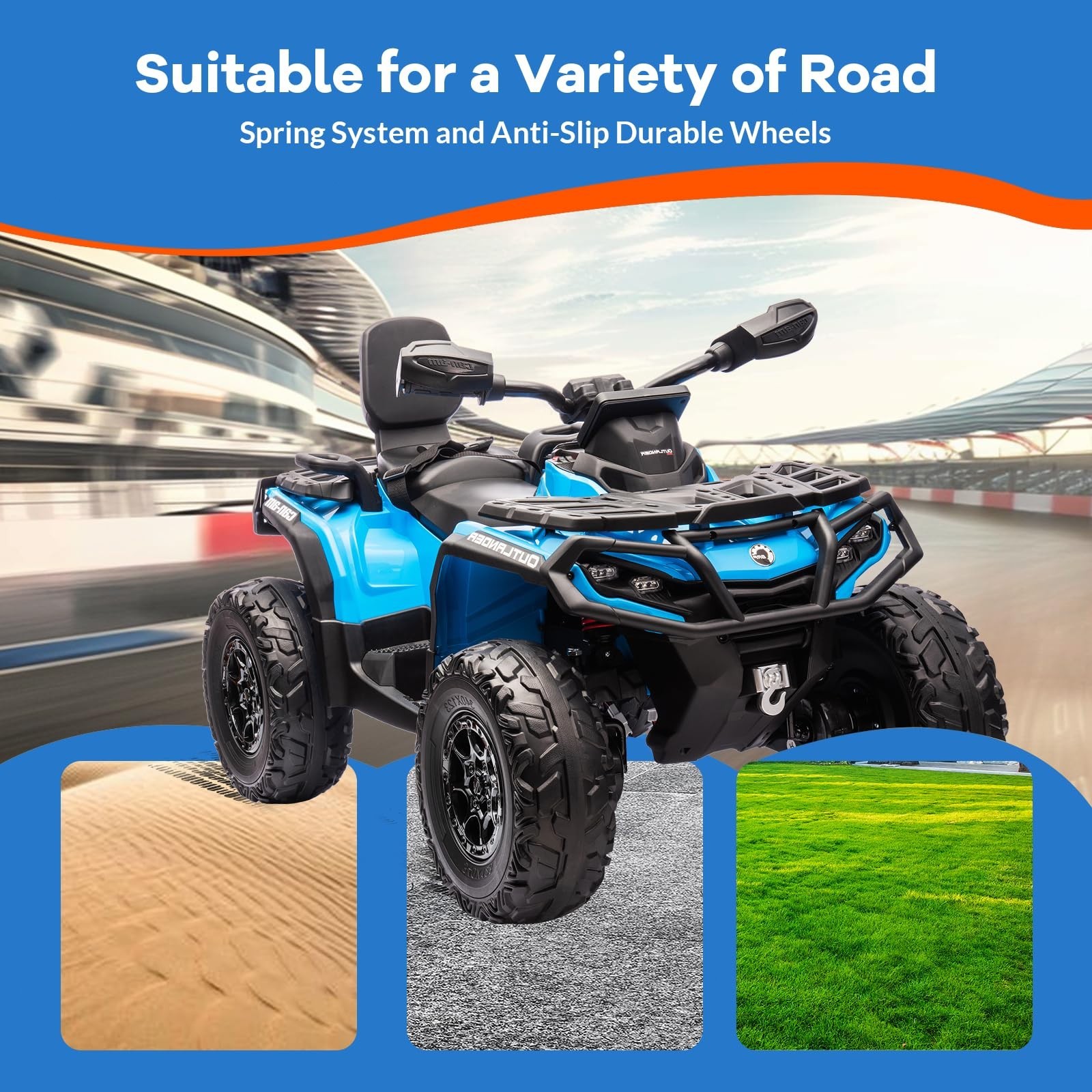 24V Kids Ride On Car Toy Car Electric ATV 2 Seaters Leather Seat LED Light Music
