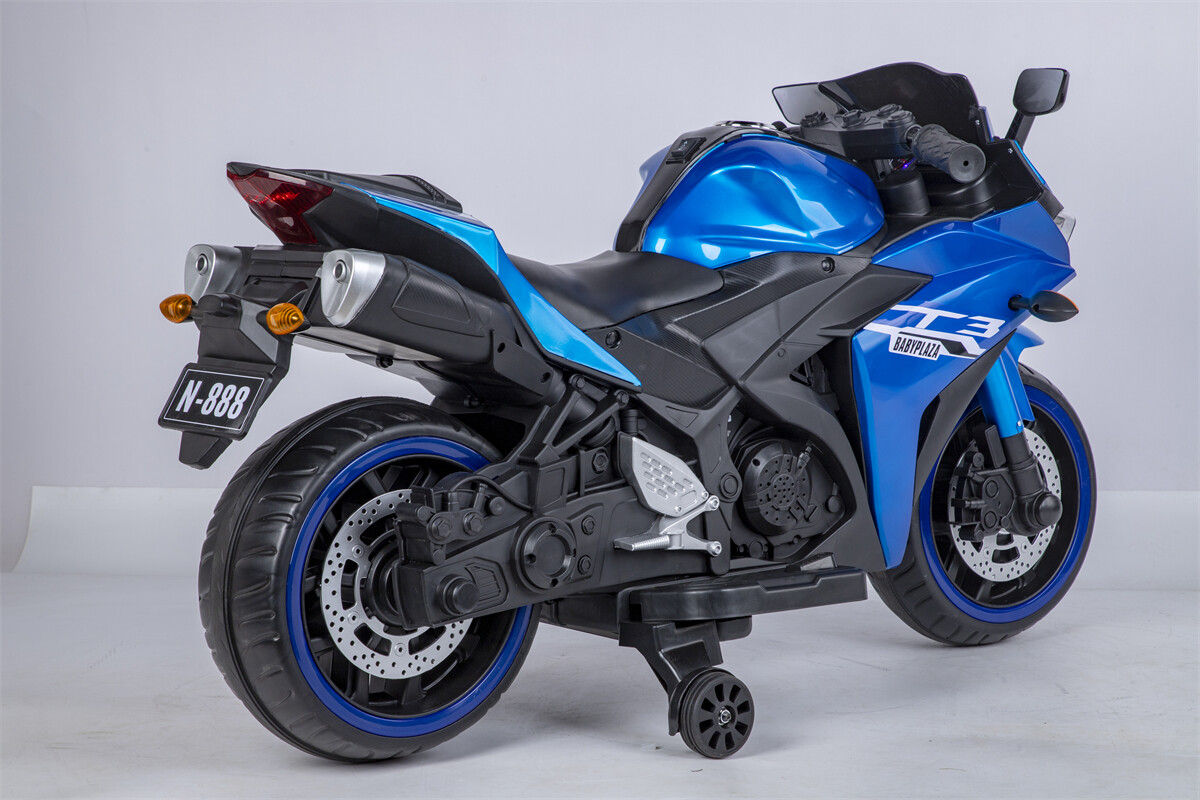 12V Kids Motorcycle Ride On Toy w/ Training Wheels 1.8~3.2 mph for kids 3-6 Blue
