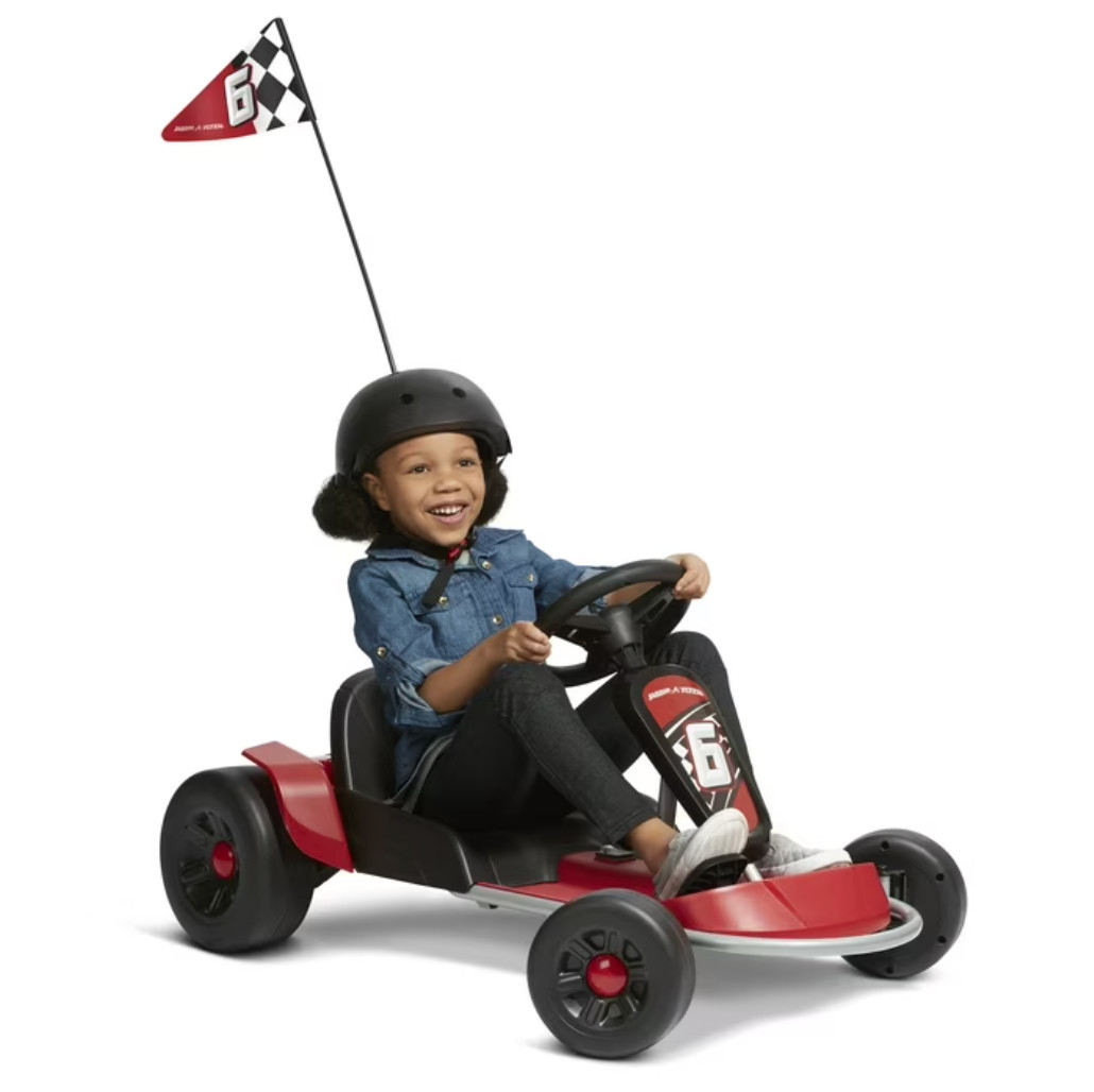Radio Flyer 12V Turbo Go-Kart Kids Battery Powered Ride-On Toy Racing Car