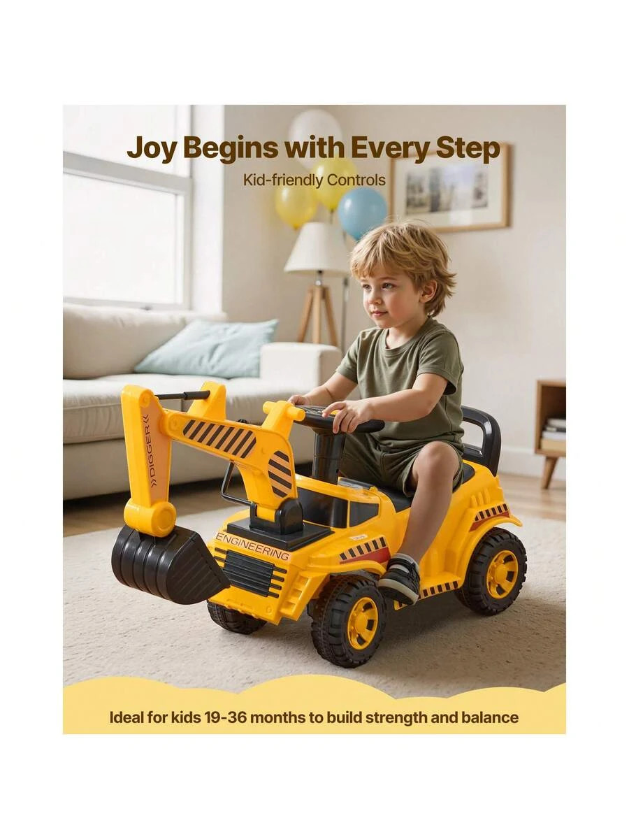 Ride On Toddler Car Push Excavator Digger Toy 19-36 Months 55Lbs