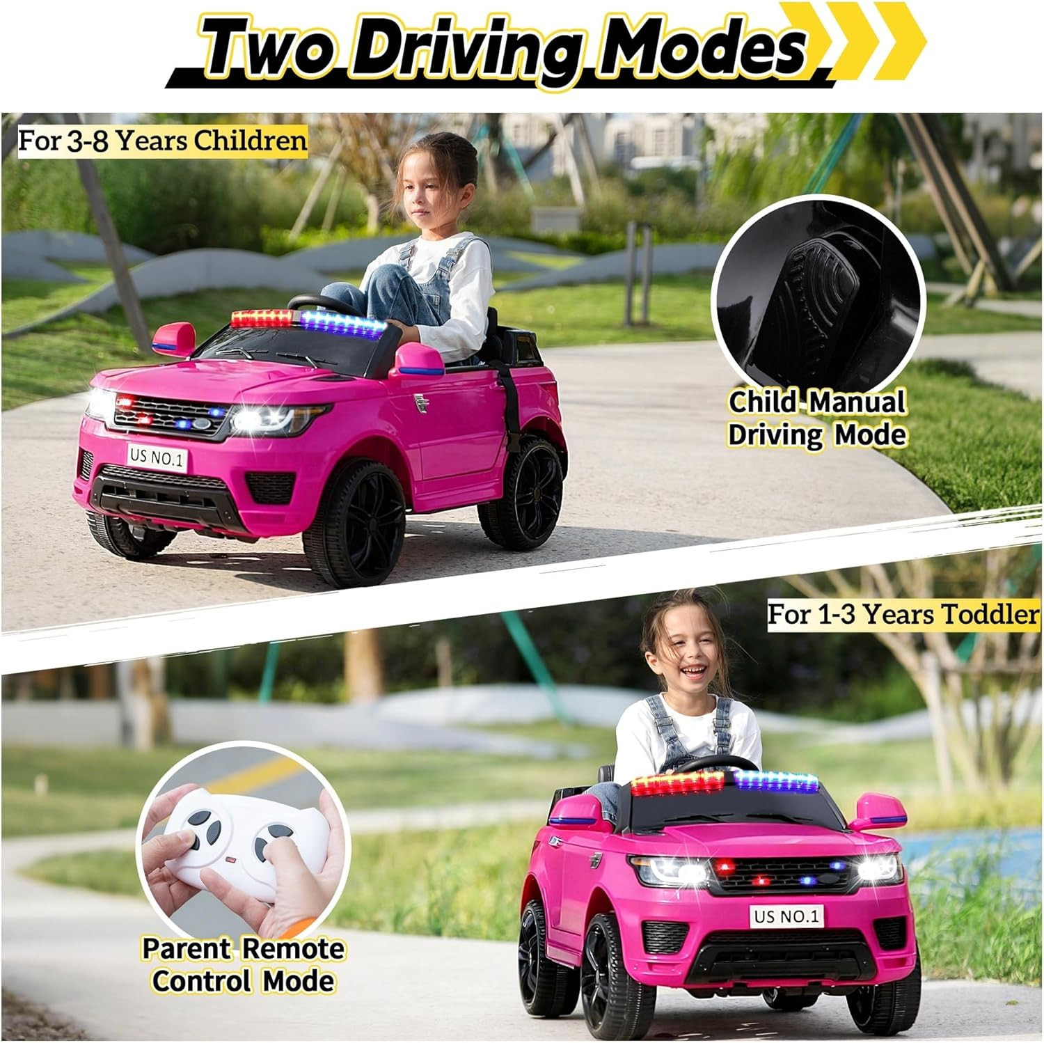 12V Kids Ride on Car with Remote Control Toddler Battery Powered Toy Electric Ca