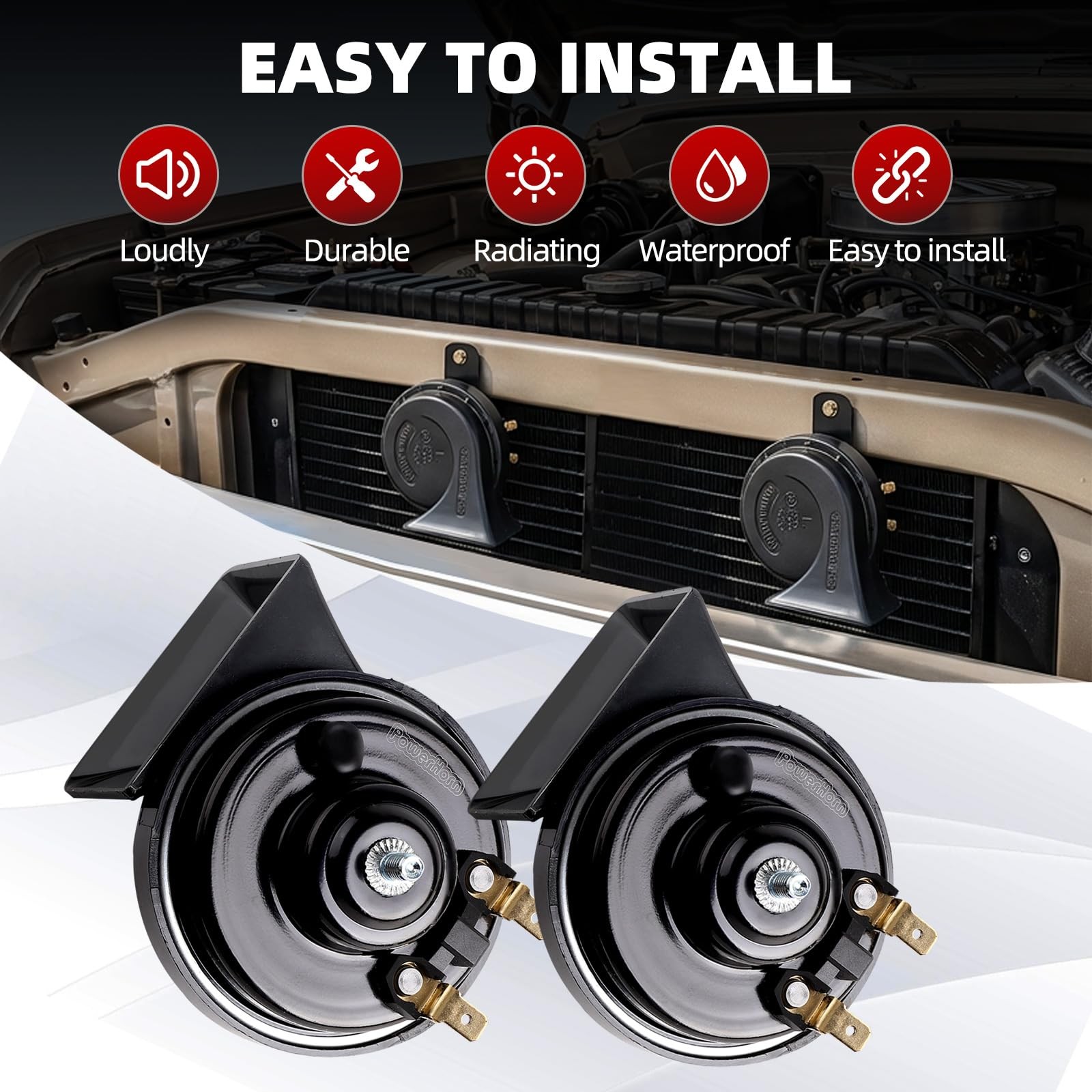 Car Horns 12v 130dB Ultra Loud [2 pack]kit -Truck Train Horn,Tweeter/Bass,Hig…
