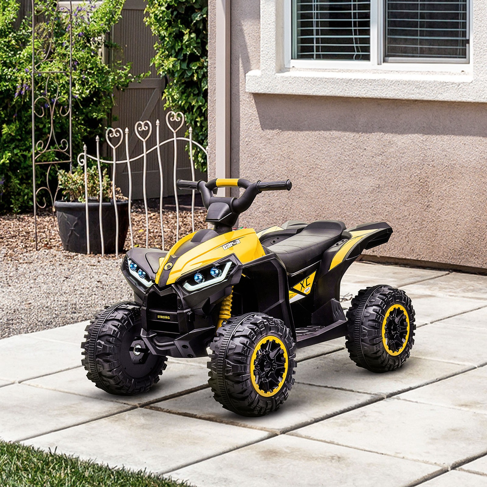 4 Wheeler for Kids, Electric ATV, with Music for 3-5 Years Old, Yellow