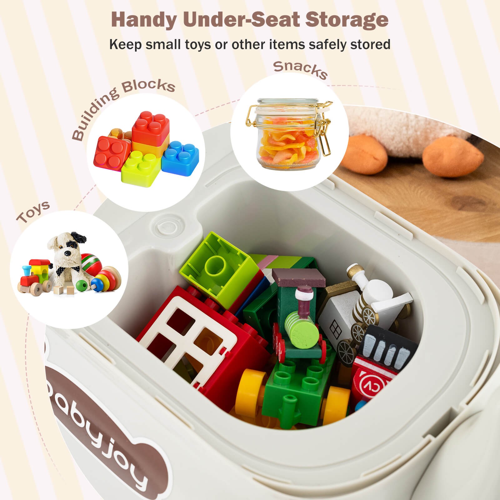 Ride on Toy Baby Dinosaur Sliding Car w/ 4 Universal Casters Under-Seat Storage