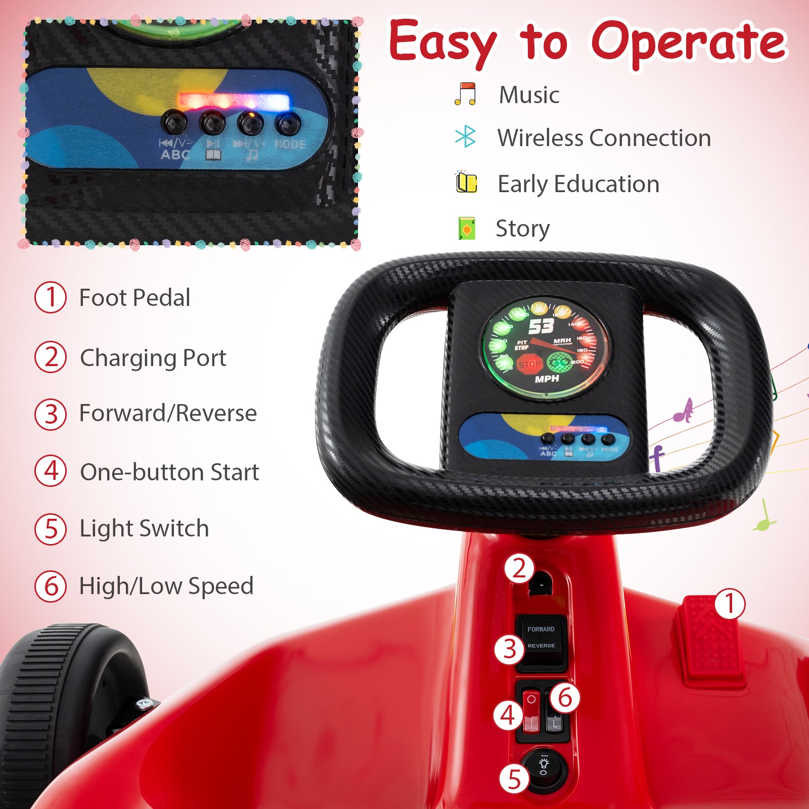 12V Kids Electric Go Kart 7AH Battery Powered Ride on Race Toy w/ Remote Control