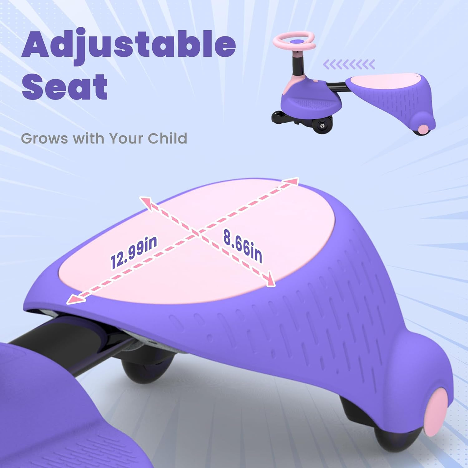 Electric Wiggle Car for Kids,6V Wiggle Car with LED Flashing Wheels & Music Spea