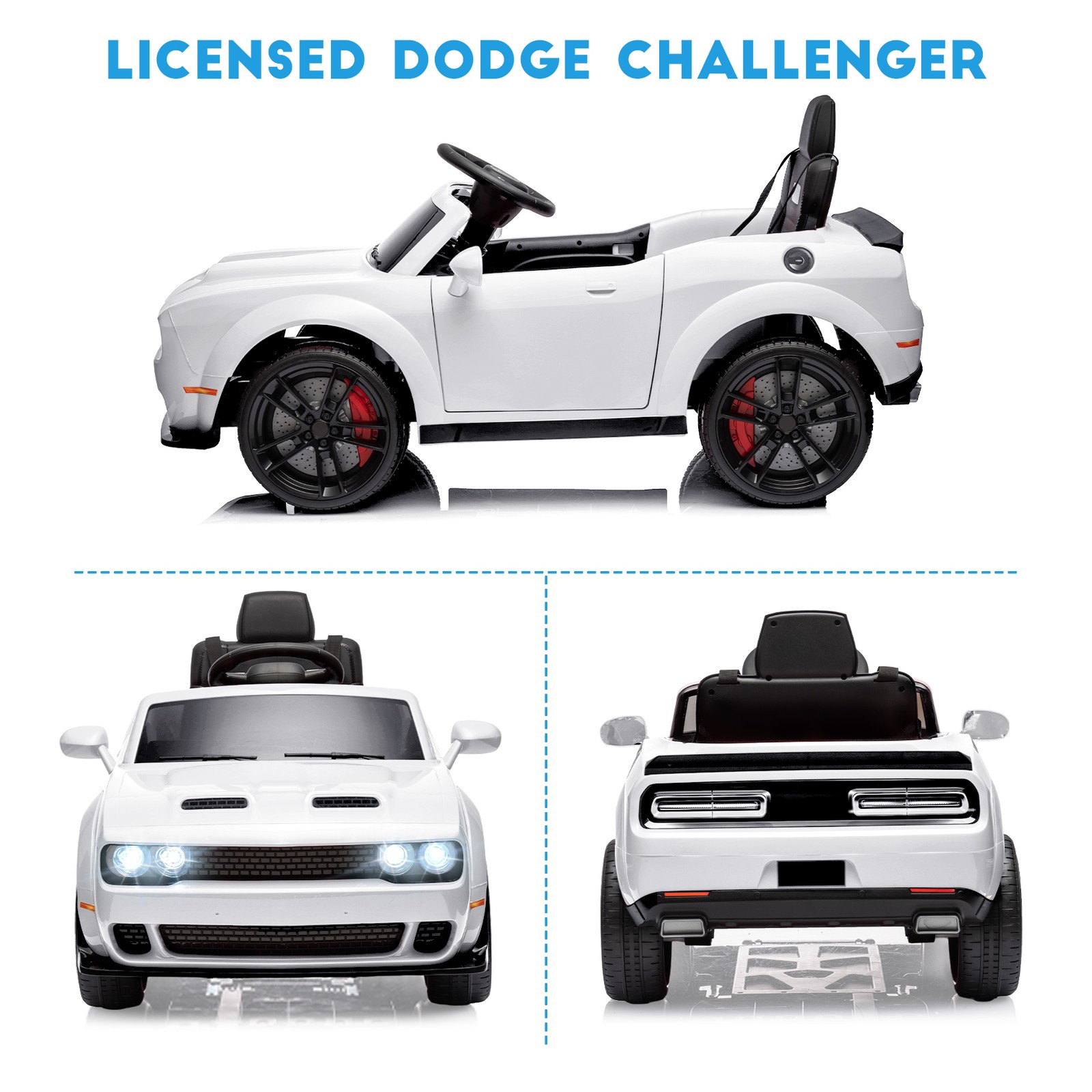 12V Ride-On Dodge Challenger Licensed, Remote Control, 3 Speeds, MP3,Safe Design
