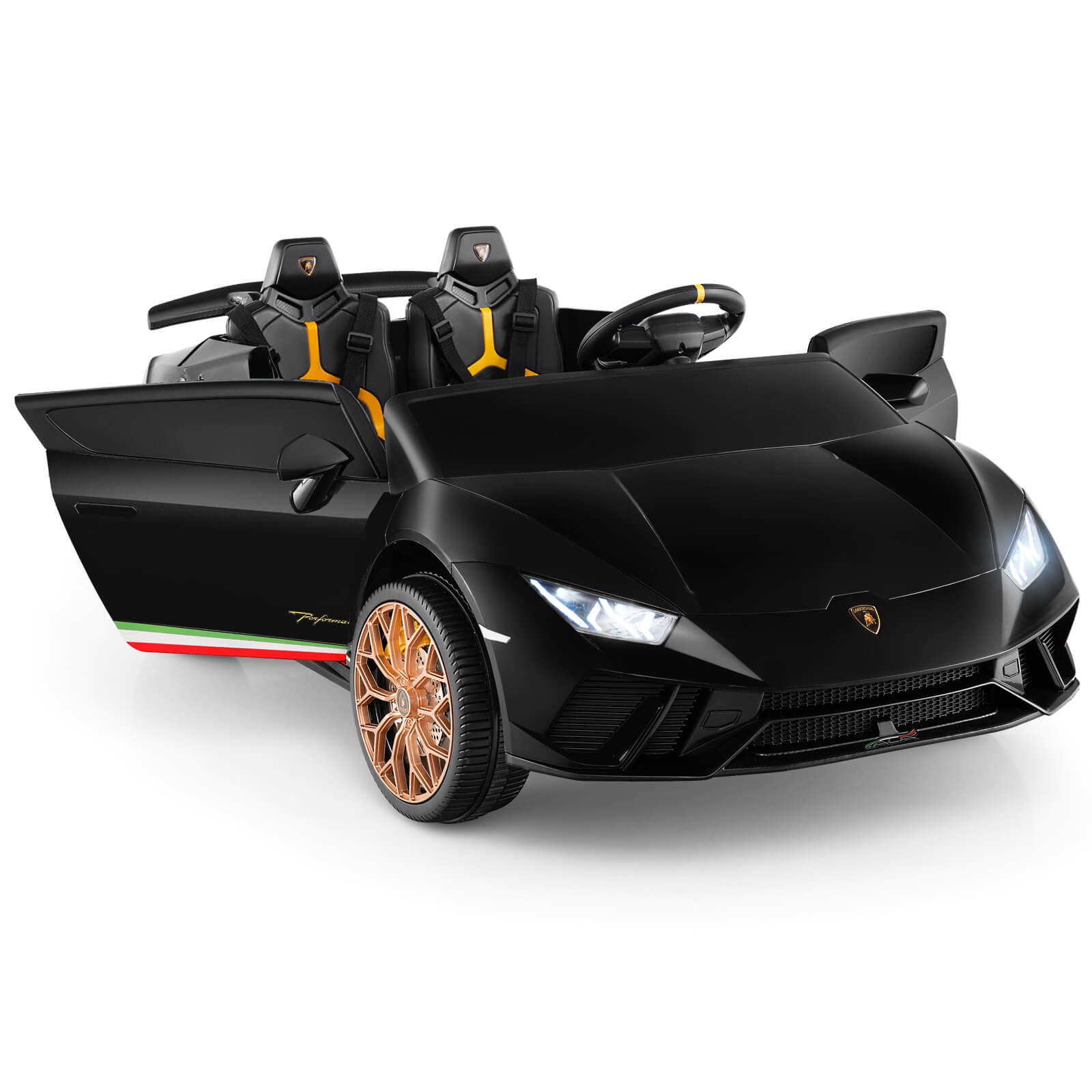 4WD 2-Seater Ride on Car, Licensed Lamborghini Kids’ Vehicles w/ Remote Control