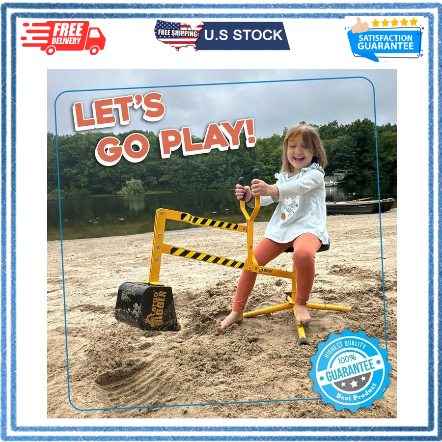 Stargo Sand Digger Kids Excavator Ride on Toy, Beach Toys Outdoor Sandbox Toy