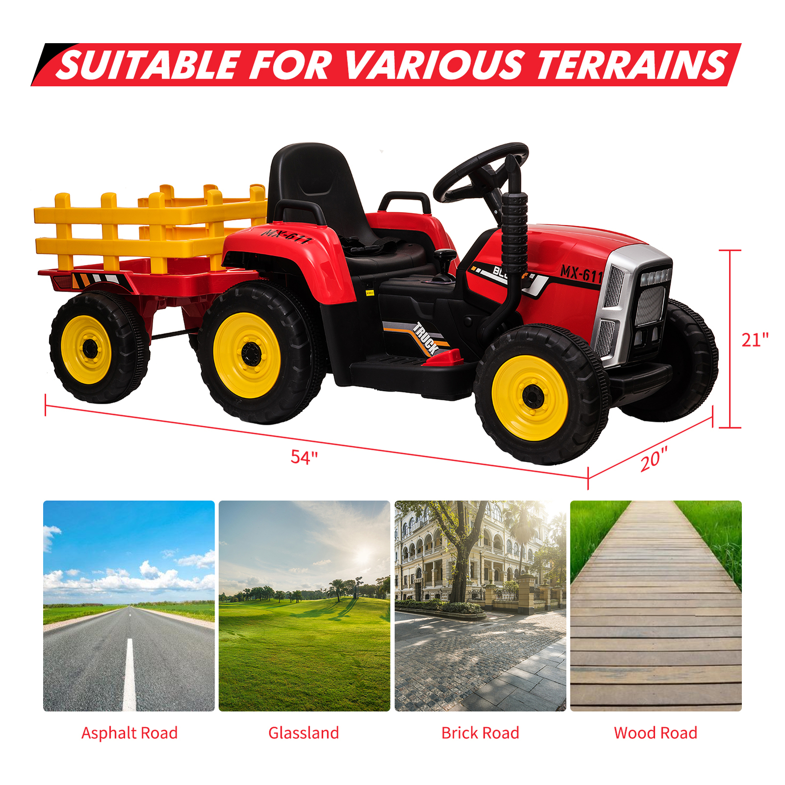 Kids Ride On Toys Car Tractor 12V Powered Electric w/Remote Control Kids Gift US