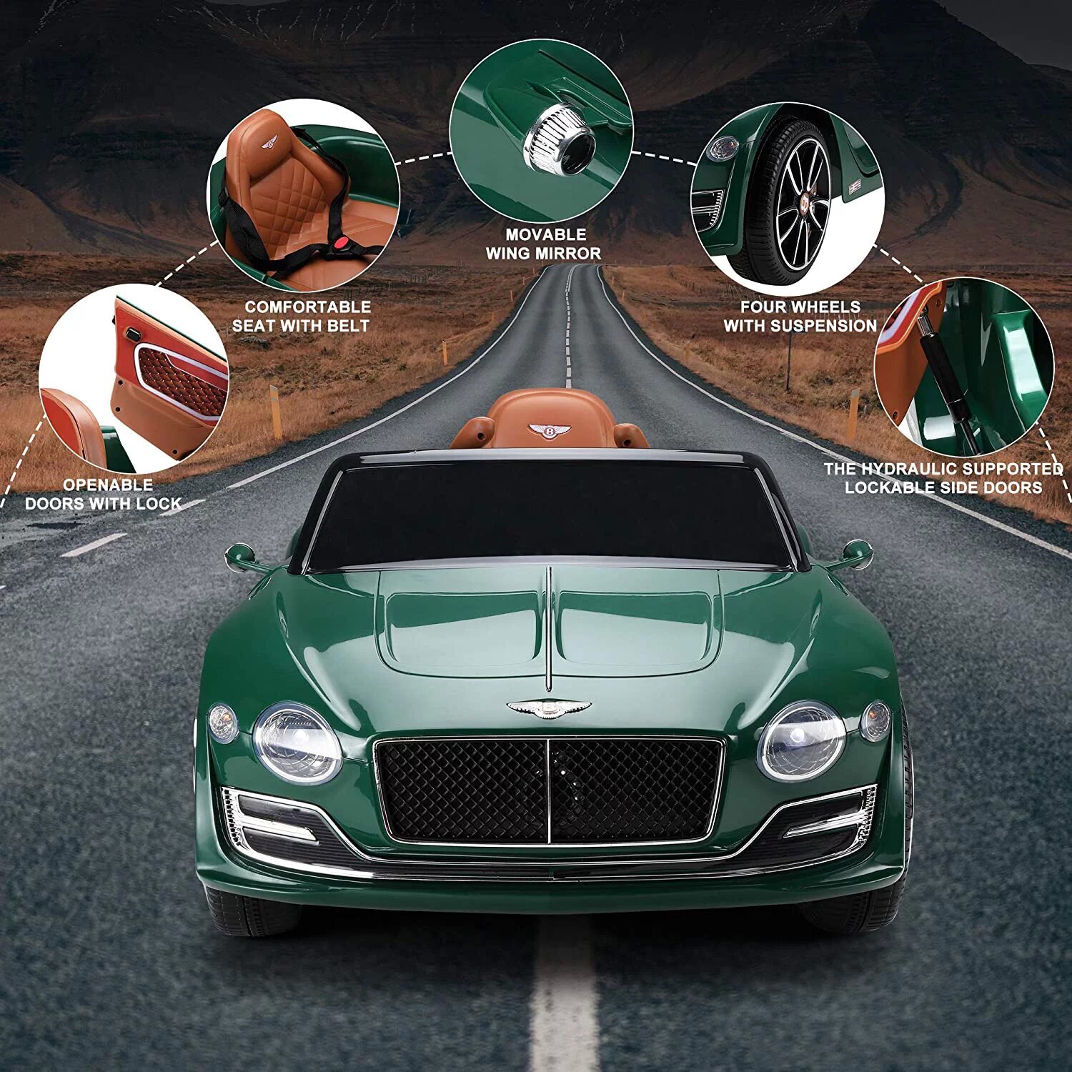 12V Kids Electric Ride On Licensed BENTLEY Style Toys Car w/Remote Control LED
